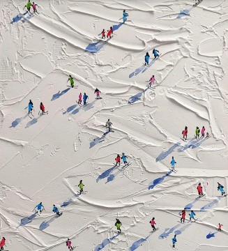  Esquiador Pintura - Esquiador en la montaña nevada Arte de la pared Deporte Blanco Nieve Esquí Decoración de la habitación por Knife 04